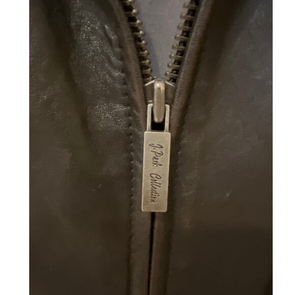 Vintage J.Park Collection Brown Genuine Lamb Leather Bomber Jacket Men's Size XL - Picture 2 of 7